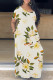 Casual Print Basic V Neck Short Sleeve Dress Dresses