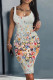 Casual Print Basic U Neck Vest Dress Dresses