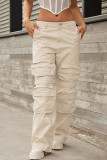 Casual Solid Patchwork Straight Low Waist Conventional Solid Color Trousers