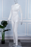 Casual Solid Patchwork See-through Turtleneck Skinny Jumpsuits