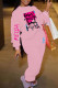 Casual Letter Patchwork Pocket O Neck Long Sleeve Two Pieces