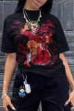 Street Daily Print Patchwork O Neck T-Shirts