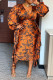 Casual Daily Elegant Mixed Printing Patchwork Flounce Printing Contrast V Neck Dresses