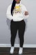Street Character Print Letter Hooded Collar Long Sleeve Two Pieces