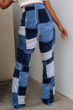 Casual Street Color Block Patchwork Straight High Waist Straight Patchwork Bottoms