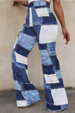 Casual Street Color Block Patchwork Straight High Waist Straight Patchwork Bottoms
