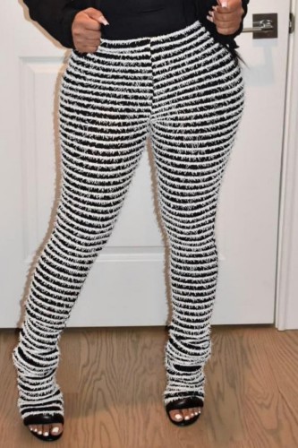 Casual Striped Patchwork Plus Size Trousers