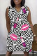 Casual Print Patchwork Basic V Neck Sleeveless Dress Dresses