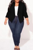 Casual Solid Cardigan Turn-back Collar Plus Size Overcoat