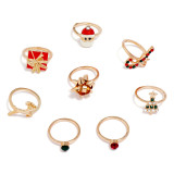 Party Simplicity Santa Claus Christmas Tree Patchwork Rings