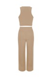Casual Solid Basic O Neck Sleeveless Two Pieces