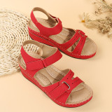 Casual Daily Hollowed Out Patchwork Solid Color Fish Mouth Comfortable Shoes