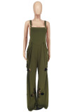 Fashion Casual Solid Hollowed Out Spaghetti Strap Plus Size Jumpsuits (Without Tops)