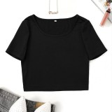 Casual Solid Basic O Neck T-Shirts
