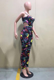 Fashion Sexy Print Hollowed Out Backless Spaghetti Strap Skinny Jumpsuits