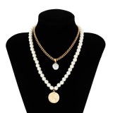 Casual Geometric Patchwork Pearl Necklaces