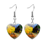 Van Gogh Oil Painting Heart Stud Earrings