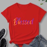 Casual Letter Print Basic O Neck T-Shirts