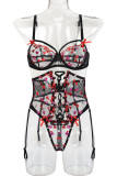 Fashion Sexy Embroidery Patchwork See-through Backless Lingerie
