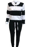 Casual Solid Patchwork Hooded Collar Long Sleeve Regular Sleeve Regular Two Pieces