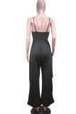 Fashion Sexy Solid Patchwork Spaghetti Strap Straight Jumpsuits