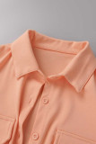 Casual Solid Basic Shirt Collar Short Sleeve Two Pieces