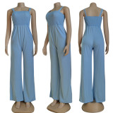 Fashion Casual Solid Backless Spaghetti Strap Regular Jumpsuits