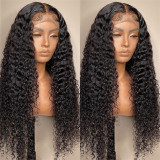 Fashion Casual Lace Water Deep Wave Lace Closure Wigs Middle Part Wet and Wavy Wigs