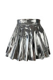 Street Solid Patchwork Fold High Waist Type A Solid Color Bottoms