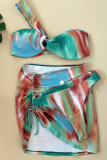 Casual Vacation Patchwork Tie-dye Swimwears