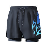 Casual Blaze Letter Patchwork Draw String Printing Board Shorts