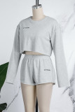 Casual Sportswear Letter Patchwork O Neck Long Sleeve Two Pieces(Three Pieces)