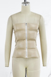 Casual Solid Patchwork Backless Zipper Strapless Tops