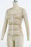 Casual Solid Patchwork Backless Zipper Strapless Tops