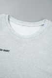 Casual Sportswear Letter Patchwork O Neck Long Sleeve Two Pieces(Three Pieces)