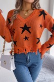 Casual The stars Contrast V Neck Tops