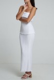 Sexy Casual Solid Backless Strapless Sleeveless Two Pieces