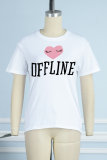Daily Cute Print Letter O Neck T-Shirts