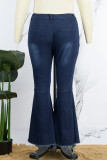 Casual Daily Solid Ripped Patchwork Plus Size Jeans