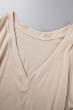 Casual Solid Basic V Neck Short Sleeve Two Pieces