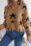 Casual The stars Contrast V Neck Tops