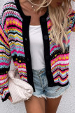 Casual Striped Patchwork Cardigan Outerwear
