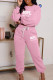 Letter Print Basic O Neck Long Sleeve Two Pieces