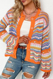 Casual Striped Patchwork Cardigan Outerwear