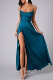 Sexy Casual Solid Backless Cross Straps Slit Spaghetti Strap Long Dress Dresses