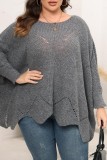Casual Solid Asymmetrical O Neck Plus Size Tops