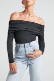 Sexy Casual Solid Backless Off the Shoulder Skinny Romper