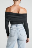 Sexy Casual Solid Backless Off the Shoulder Skinny Romper