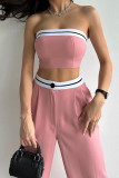 Casual Solid Patchwork Strapless Sleeveless Two Pieces
