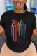 Casual Letter Print Basic O Neck T-Shirts